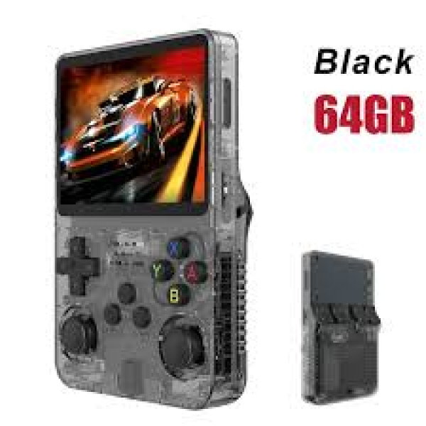 BOYHOM R36S Retro Handheld Game Console (Black, 64GB) – 3.5″ IPS ARKOS 2.0 Portable Game Player