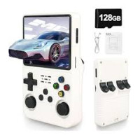 BOYHOM R36S Retro Handheld Game Console (White, 128GB) – 3.5″ IPS ARKOS 2.0 Pocket Game Player