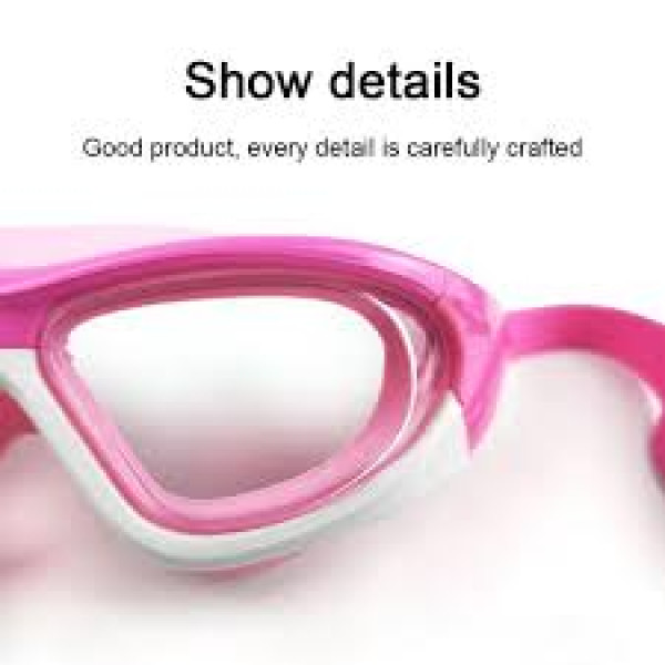 Childrens HD Waterproof Swimming Goggles – Pink Large Frame Anti-Fog Glasses with Earplugs