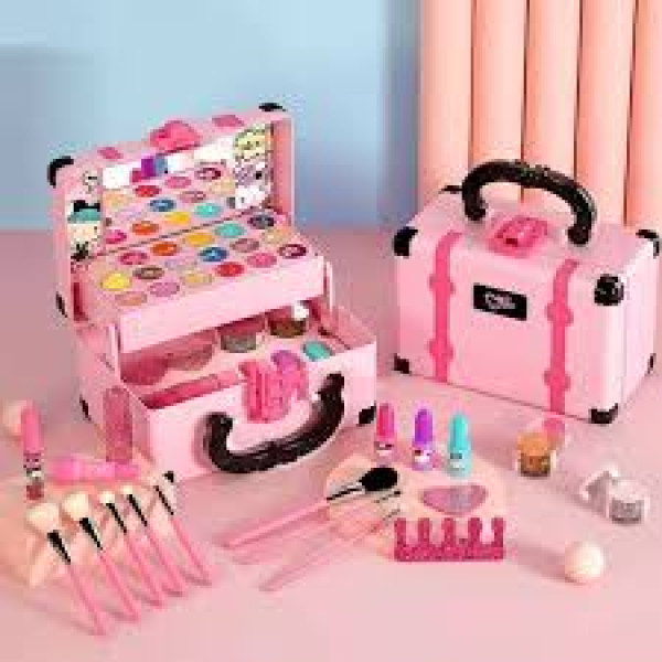 Children Princess Makeup Cosmetics Pretend Play Box – Safe Non-Toxic Girl Makeup Toy Set