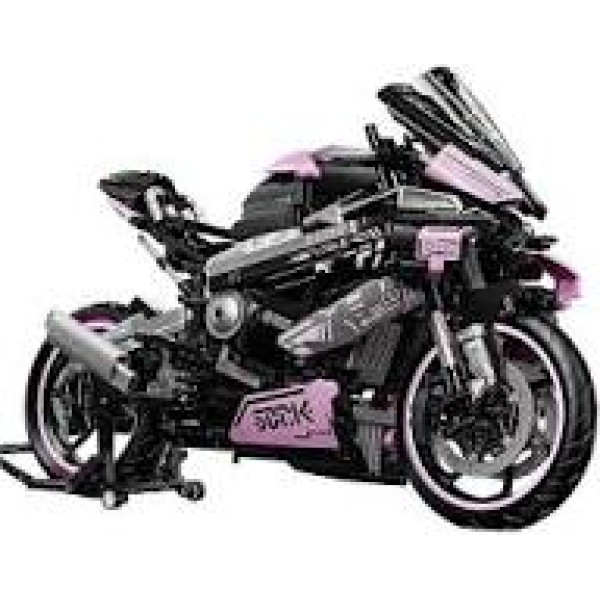 2096PCS Tech Motorbike Model Building Blocks – Pink 1:5 Scale MOC Motorcycle Bricks Toy