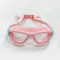 Childrens HD Waterproof Swimming Goggles – Light Pink Large Frame Anti-Fog Glasses with Earplugs
