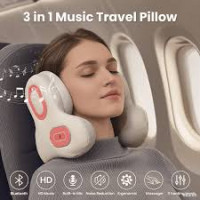 3in1 Neck Pillow for Travel, Bluetooth Noise-Canceling Headset with Neck Massager and Heat, U-Shape Memory Foam Airplane Pillows