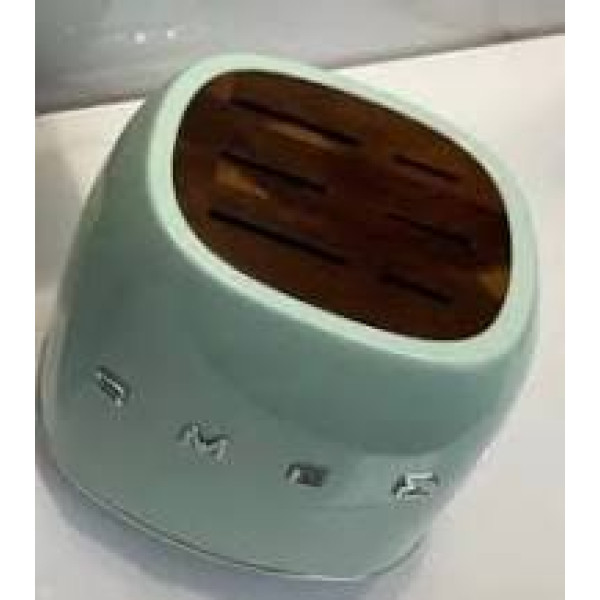 Green Kitchen Knife Holder – 6-Slot Wooden Block