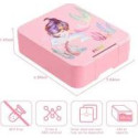 AOHEA Mermaid Bento Lunch Box for Kids – 4 Compartment Toddler Lunch Box (Pink)