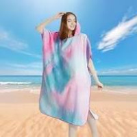 Surf Poncho Towel Quick-Dry Microfiber Beach Robe – Adult Changing Poncho Hoodie (A4)